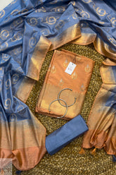 Ombre Blue Banarasi Chiniya Silk Unstitched Salwar Suit